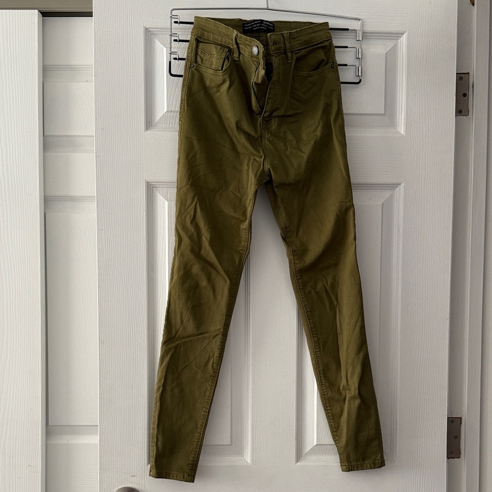 Olive Green High Waist Skinny Pants - Stradivarius